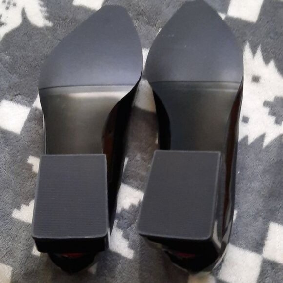 Rotcv Black Patent Leather Pointed Toe  Red & Black Unique Heel Shoe Size 6 - Picture 6 of 14